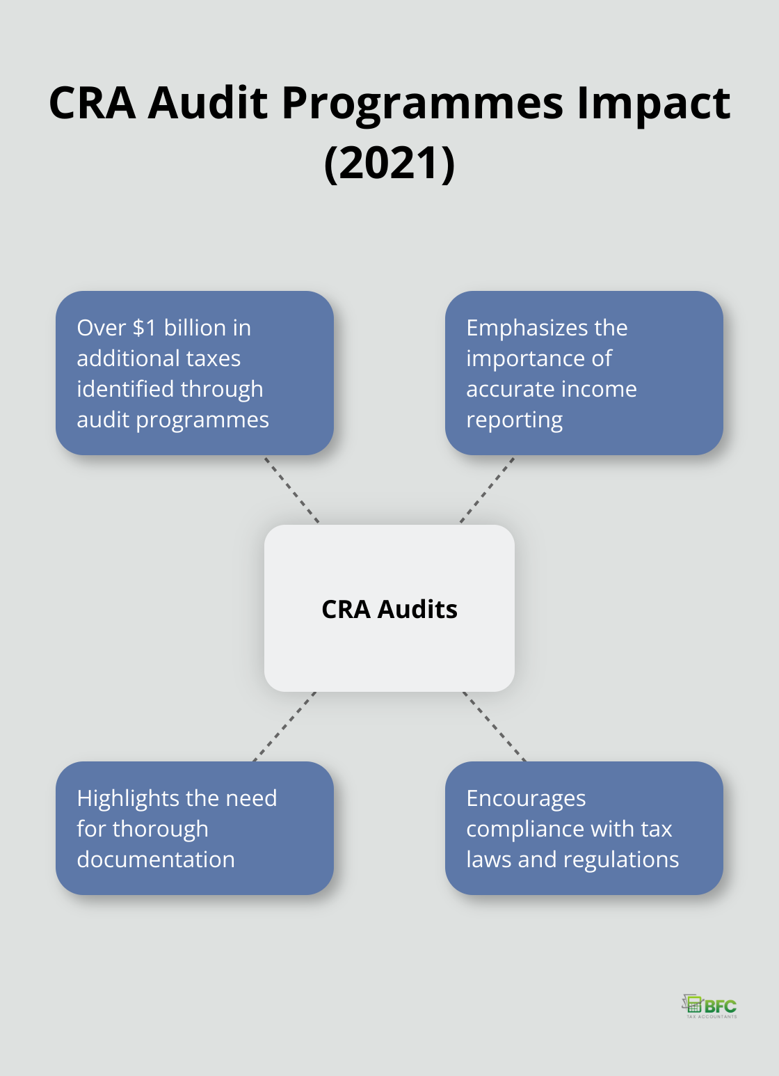Hub and spoke chart showing the impact of CRA audit programmes in 2021, with additional related information - canadian personal tax return